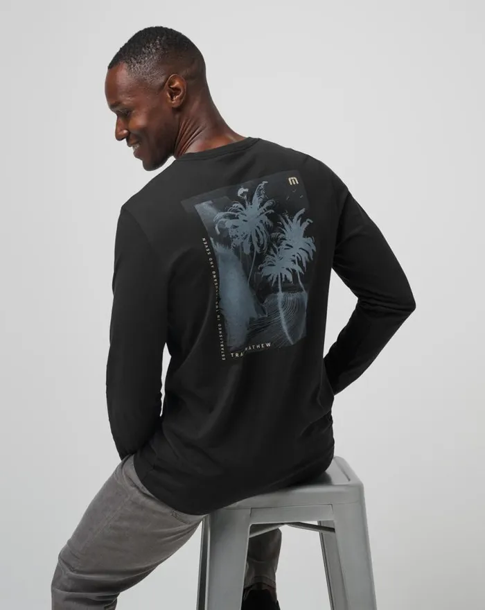 TravisMathew LAGUNA SHADE LONG SLEEVE TEE Black Men Tees TravisMathew LAGUNA SHADE LONG SLEEVE TEE Black Men Tees