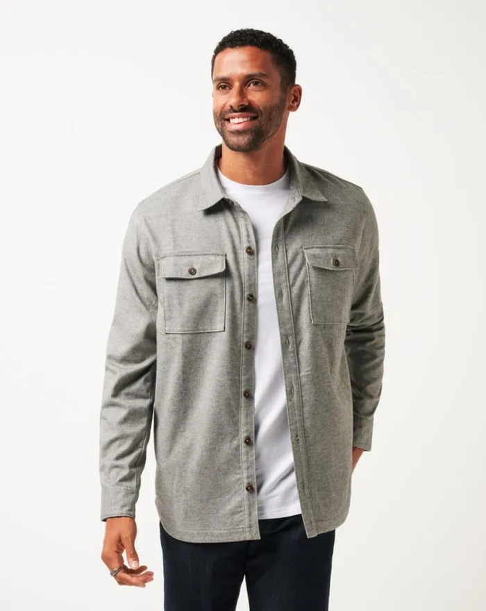 TravisMathew LIFESTYLE SHIFT SHIRT JACKET Heather Grey Men ButtonUps