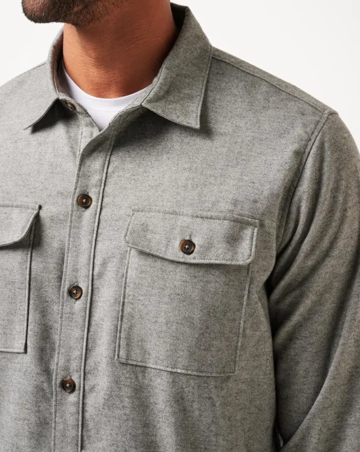 TravisMathew LIFESTYLE SHIFT SHIRT JACKET Heather Grey Men ButtonUps TravisMathew LIFESTYLE SHIFT SHIRT JACKET Heather Grey Men ButtonUps