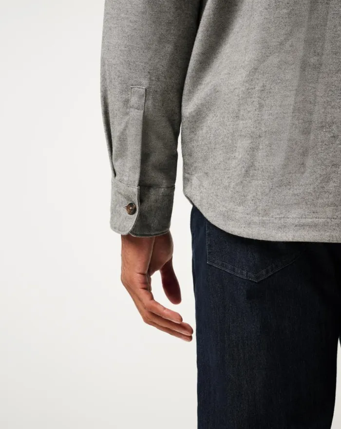 TravisMathew LIFESTYLE SHIFT SHIRT JACKET Heather Grey Men ButtonUps TravisMathew LIFESTYLE SHIFT SHIRT JACKET Heather Grey Men ButtonUps