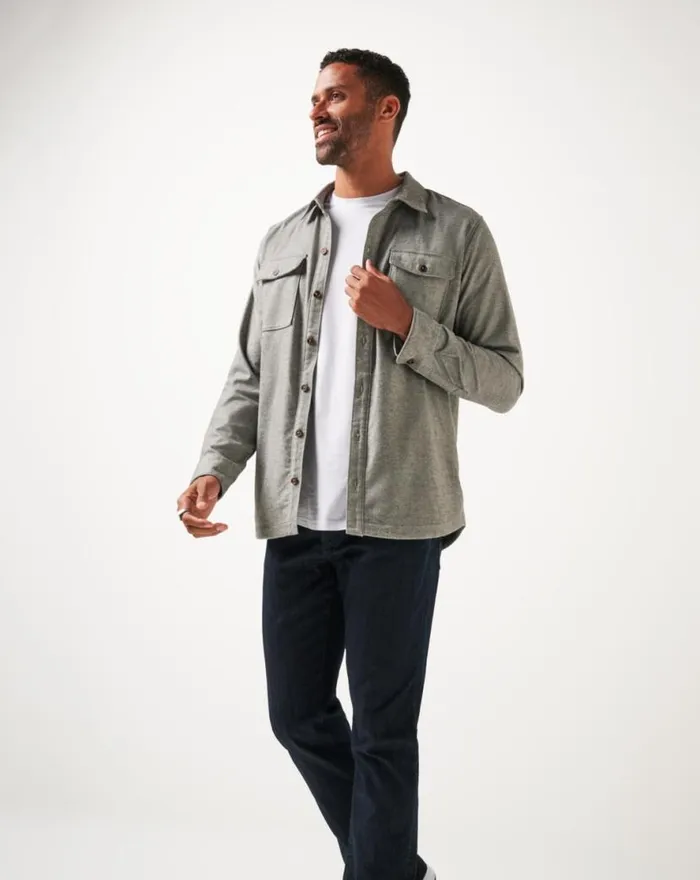 TravisMathew LIFESTYLE SHIFT SHIRT JACKET Heather Grey Men ButtonUps TravisMathew LIFESTYLE SHIFT SHIRT JACKET Heather Grey Men ButtonUps