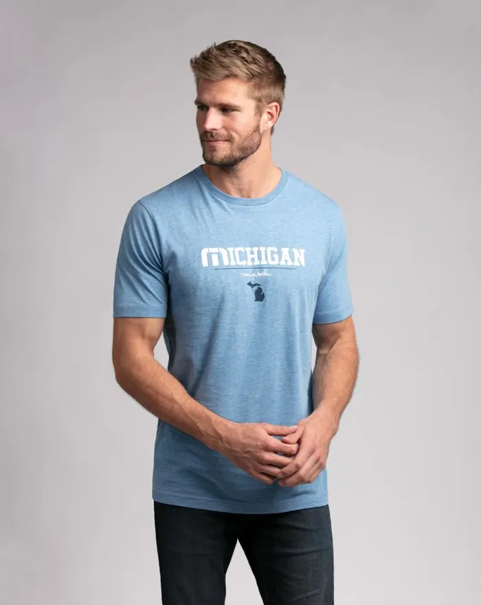 TravisMathew MACKINAC TEE Heather Blue Men Tees