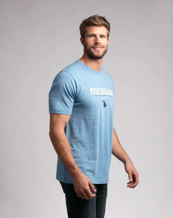 TravisMathew MACKINAC TEE Heather Blue Men Tees TravisMathew MACKINAC TEE Heather Blue Men Tees