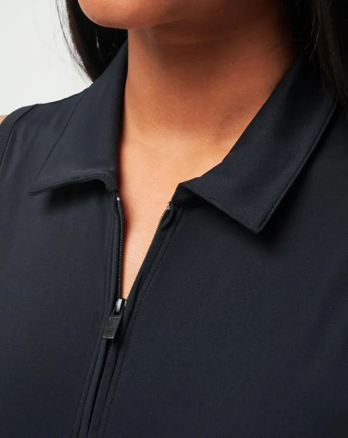 TravisMathew MOVEKNIT SLEEVELESS POLO DRESS Black Women Dresses TravisMathew MOVEKNIT SLEEVELESS POLO DRESS Black Women Dresses