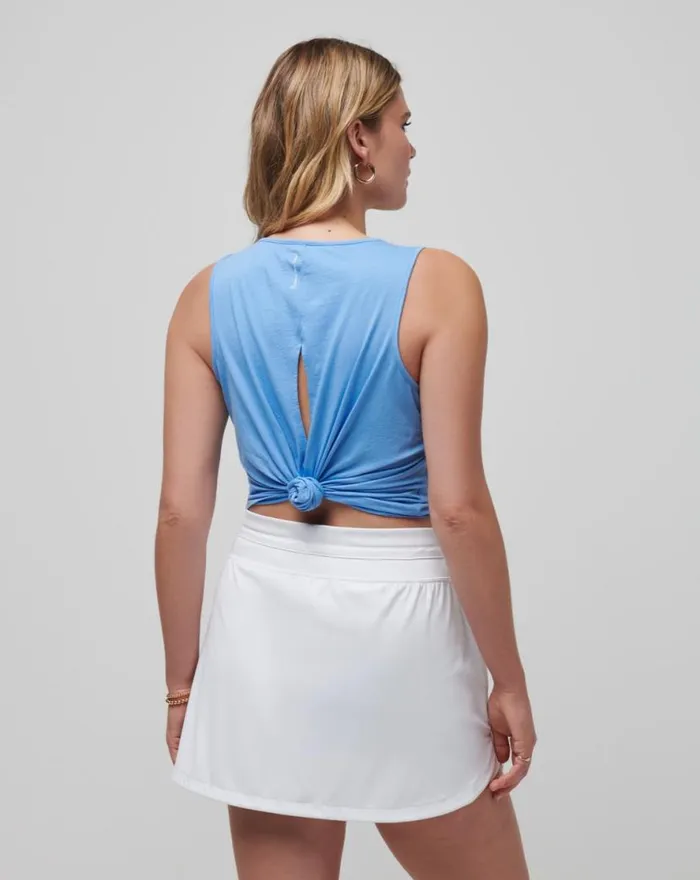 TravisMathew SPRING FLING TIE BACK TANK Cornflower Blue Women Tees TravisMathew SPRING FLING TIE BACK TANK Cornflower Blue Women Tees