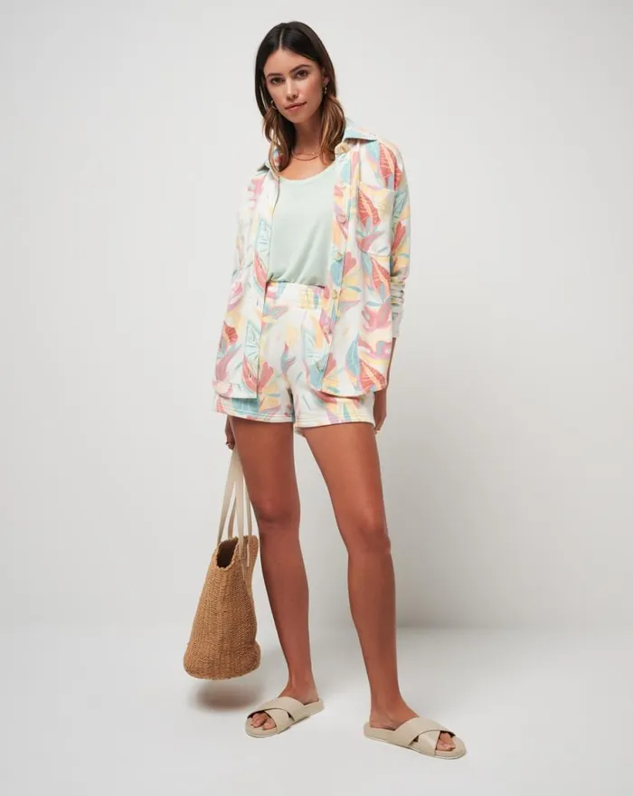 TravisMathew TIKI TIPSY CLOUD FLEECE SHORT Ivory Multi Women Shorts TravisMathew TIKI TIPSY CLOUD FLEECE SHORT Ivory Multi Women Shorts
