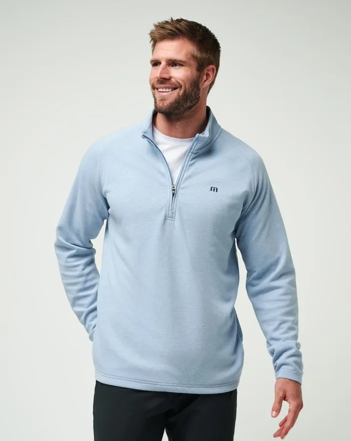 TravisMathew UPGRADED QUARTER ZIP Light Blue Men Quarter Zips