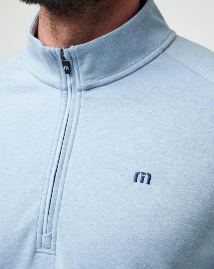 TravisMathew UPGRADED QUARTER ZIP Light Blue Men Quarter Zips TravisMathew UPGRADED QUARTER ZIP Light Blue Men Quarter Zips