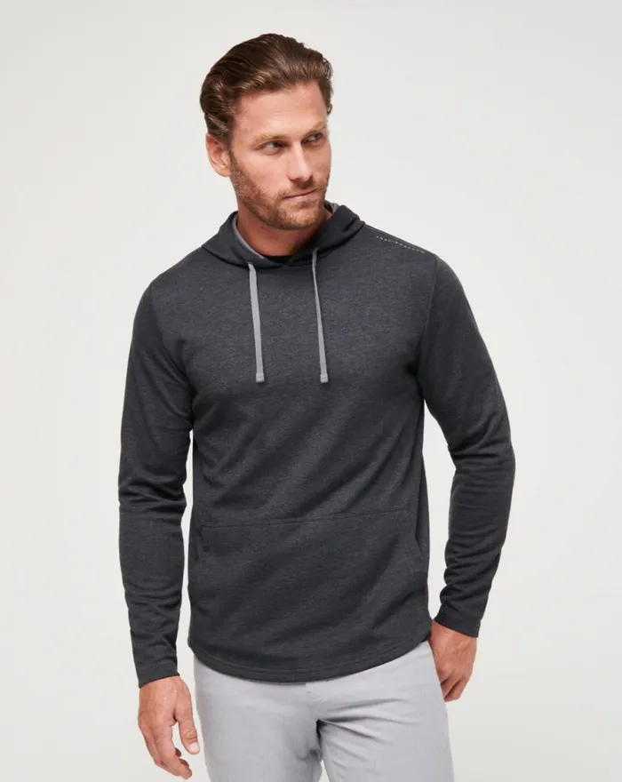 TravisMathew UPGRADED TECH HOODIE Heather Black Men Hoodies and Sweatshirts
