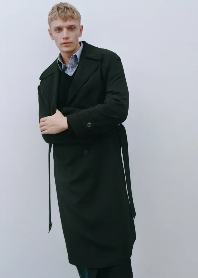 TRENTON TRENCH COAT Black Men Nili Lotan Jackets and Coats