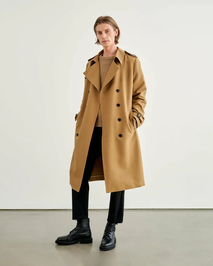 TRENTON TRENCH COAT Black Men Nili Lotan Jackets and Coats