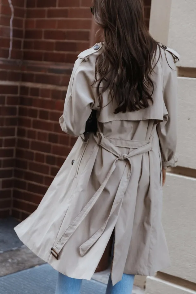 Trina Button Front Trench Coat Beige Women Jackets and Coats Petal and Pup