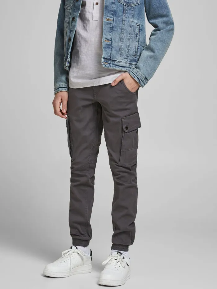 Trousers JACK and JONES Junior BOYS PAUL WARNER CARGO TROUSERS Grey Asphalt