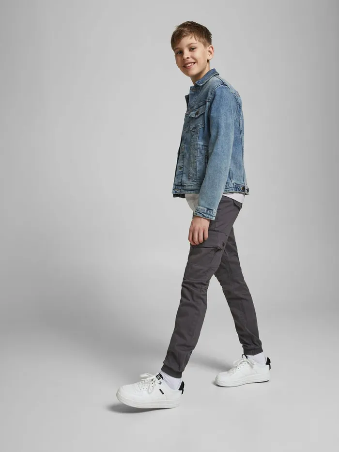 Trousers JACK and JONES Junior BOYS PAUL WARNER CARGO TROUSERS Grey Asphalt