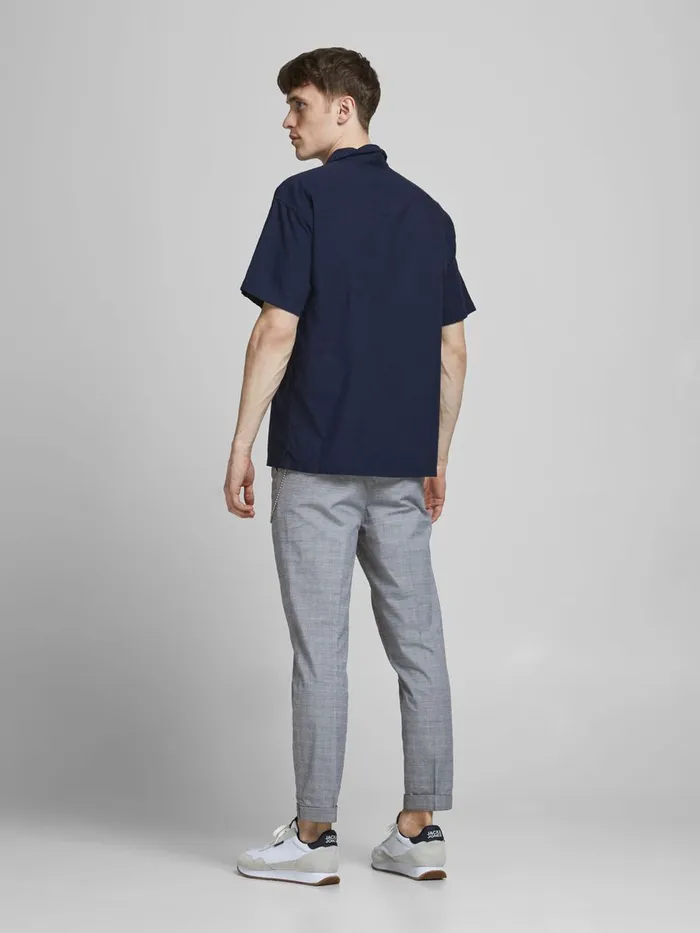 Trousers JACK and JONES Mens ACE MILTON AKM CHECK CHINOS Grey Blue Heaven