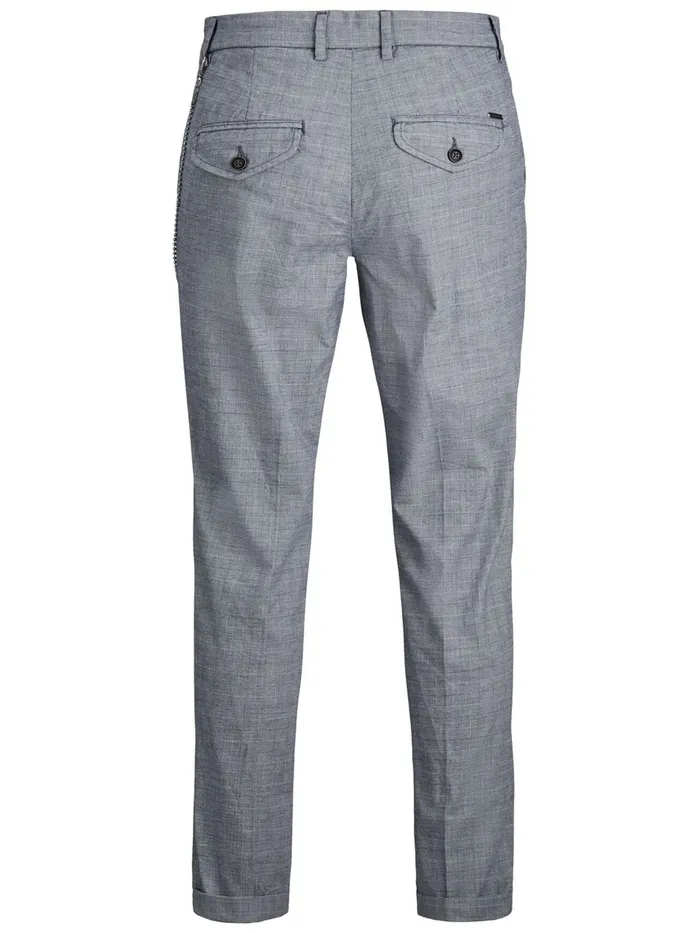 Trousers JACK and JONES Mens ACE MILTON AKM CHECK CHINOS Grey Blue Heaven