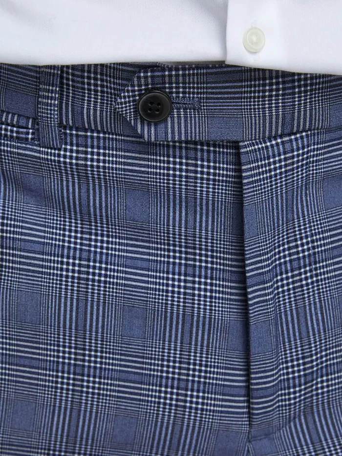 Trousers JACK and JONES Mens JONES CHECKED SUIT TROUSERS Blue Dark Navy