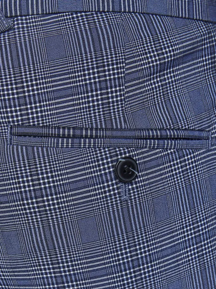 Trousers JACK and JONES Mens JONES CHECKED SUIT TROUSERS Blue Dark Navy
