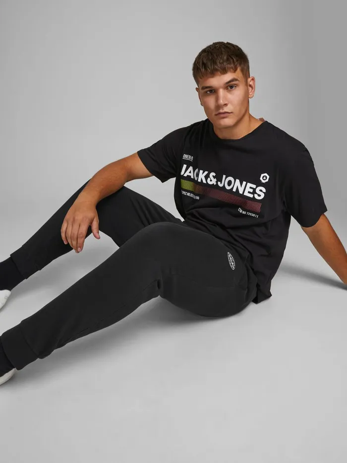 Trousers JACK and JONES Mens LOGO PLUS SIZE SWEAT PANTS Black Black For Sale