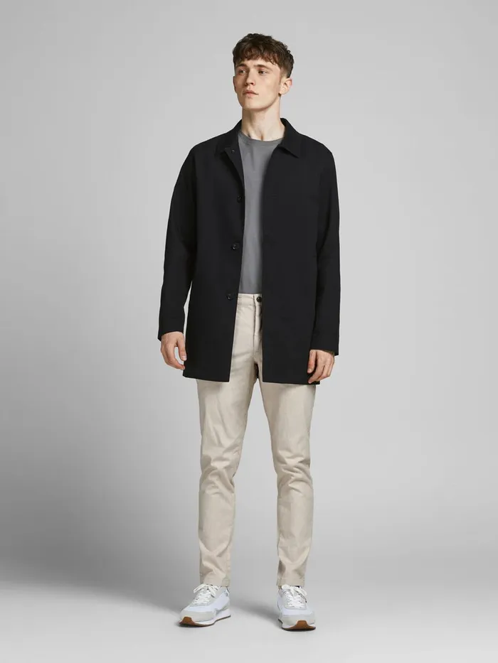 Trousers JACK and JONES Mens MARCO DAVE LINEN CHINOS Beige White Pepper