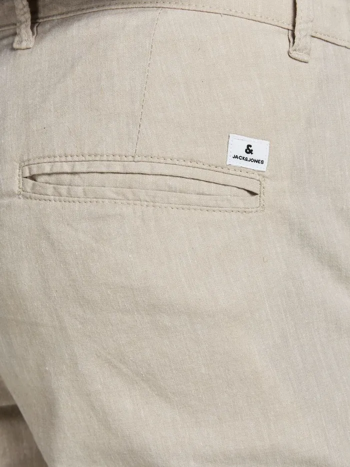 Trousers JACK and JONES Mens MARCO DAVE LINEN CHINOS Beige White Pepper