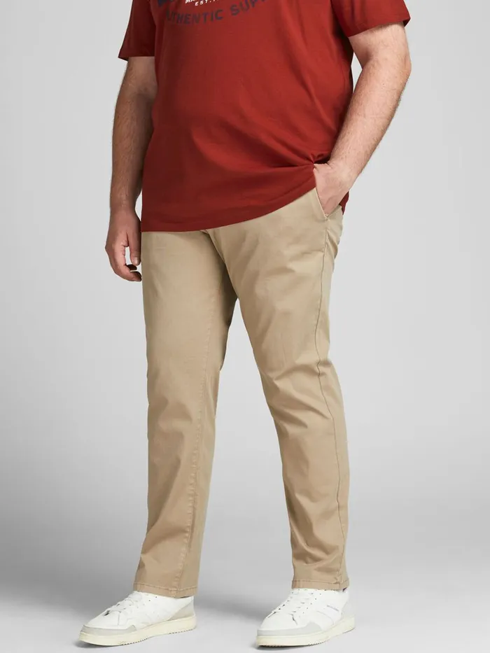 Trousers JACK and JONES Mens MARCO FRED AMA PLUS SIZE CHINOS Beige White Pepper Trousers JACK and JONES Mens MARCO FRED AMA PLUS SIZE CHINOS Beige White Pepper