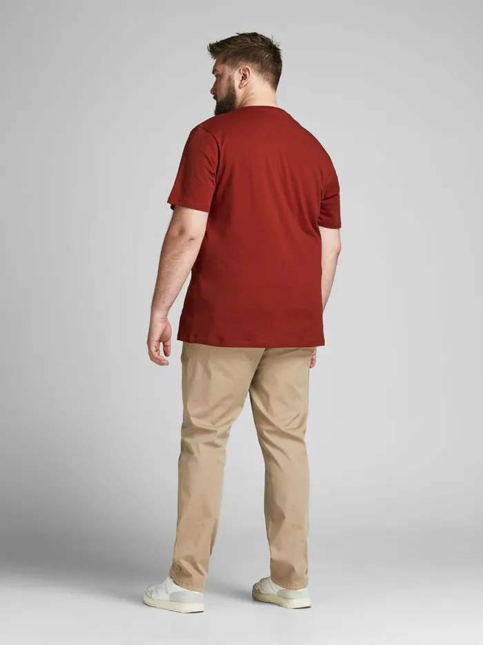 Trousers JACK and JONES Mens MARCO FRED AMA PLUS SIZE CHINOS Beige White Pepper
