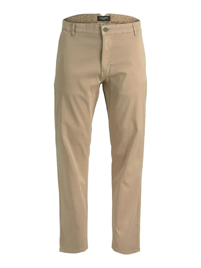 Trousers JACK and JONES Mens MARCO FRED AMA PLUS SIZE CHINOS Beige White Pepper