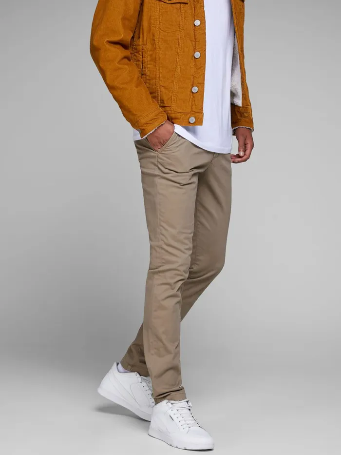 Trousers JACK and JONES Mens MARCO JJBOWIE SLIM FIT CHINOS Beige Beige