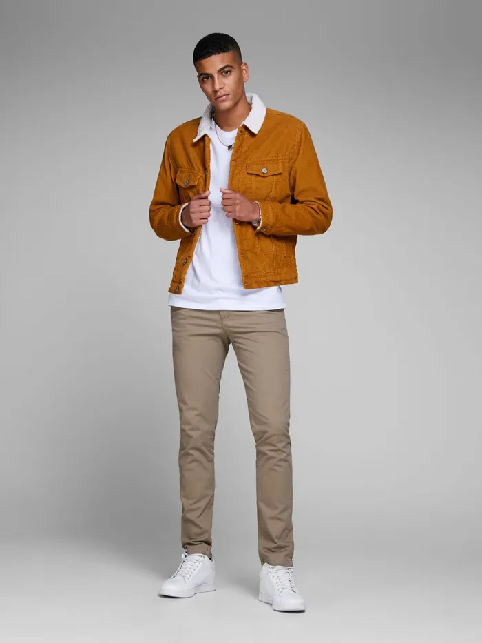 Trousers JACK and JONES Mens MARCO JJBOWIE SLIM FIT CHINOS Beige Beige