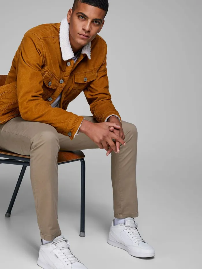 Trousers JACK and JONES Mens MARCO JJBOWIE SLIM FIT CHINOS Beige Beige