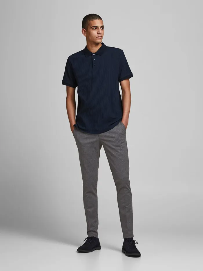 Trousers JACK and JONES Mens MARCO PHIL HOUNDSTOOTH CHINOS Grey Black