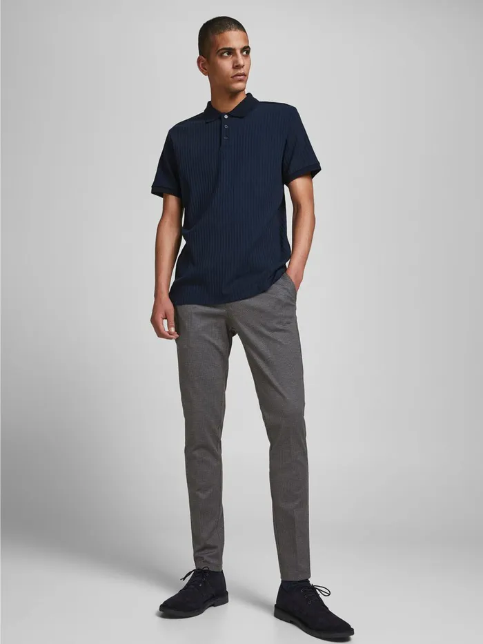 Trousers JACK and JONES Mens MARCO PHIL HOUNDSTOOTH CHINOS Grey Black