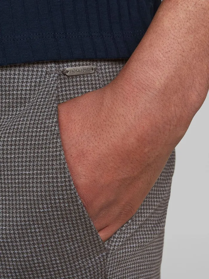 Trousers JACK and JONES Mens MARCO PHIL HOUNDSTOOTH CHINOS Grey Black