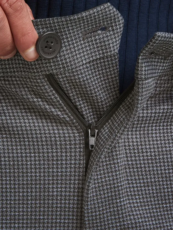 Trousers JACK and JONES Mens MARCO PHIL HOUNDSTOOTH CHINOS Grey Black