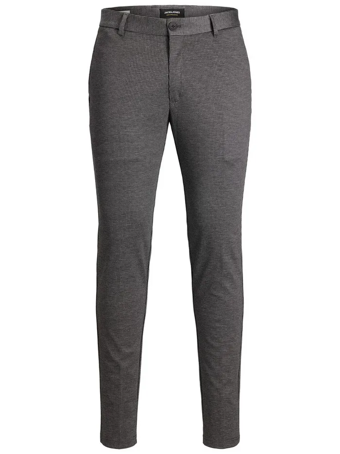 Trousers JACK and JONES Mens MARCO PHIL HOUNDSTOOTH CHINOS Grey Black