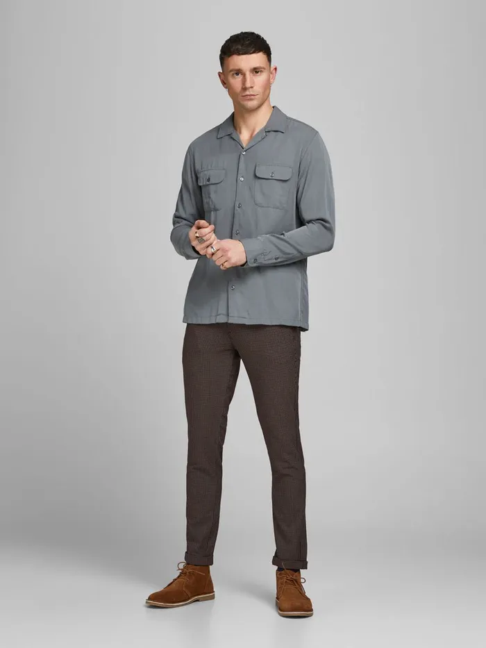 Trousers JACK and JONES Mens MARCO STUART CHINOS Brown Brown Stone