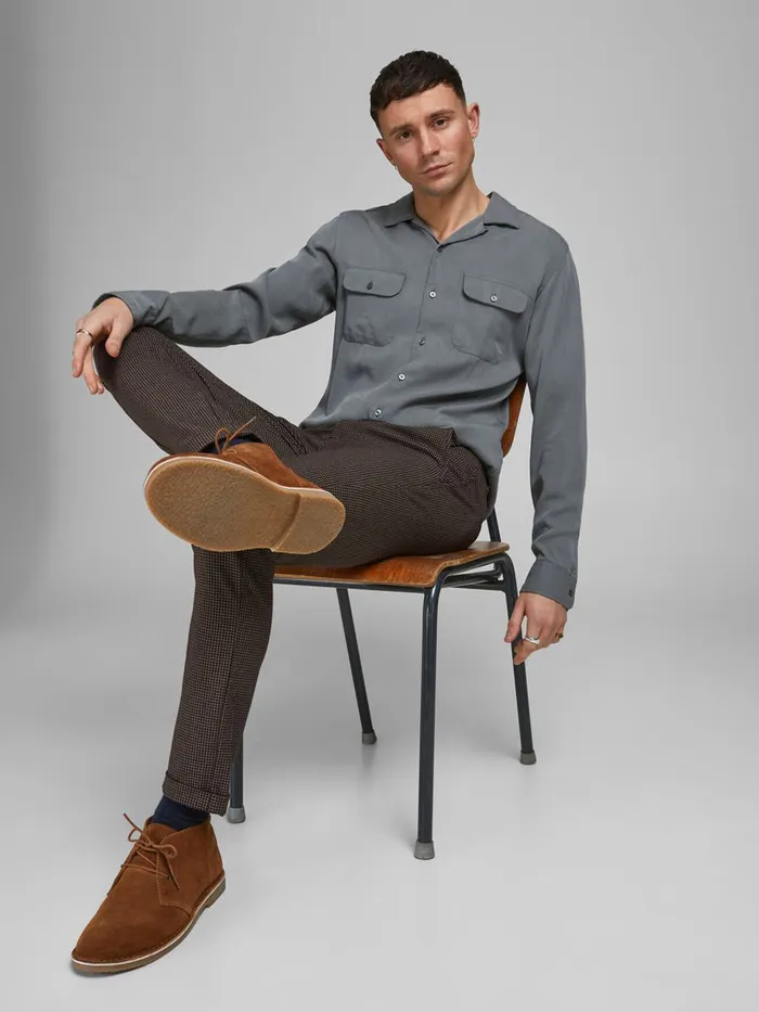 Trousers JACK and JONES Mens MARCO STUART CHINOS Brown Brown Stone