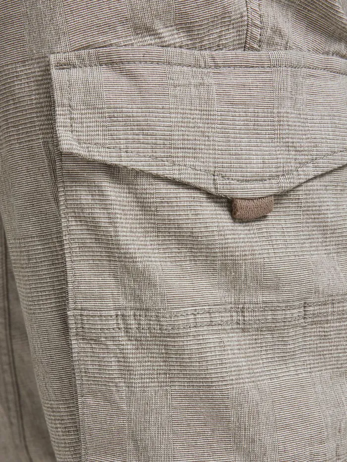 Trousers JACK and JONES Mens PAUL FLAKE CHECKED PLUS SIZE CARGO TROUSERS Grey Light Gray