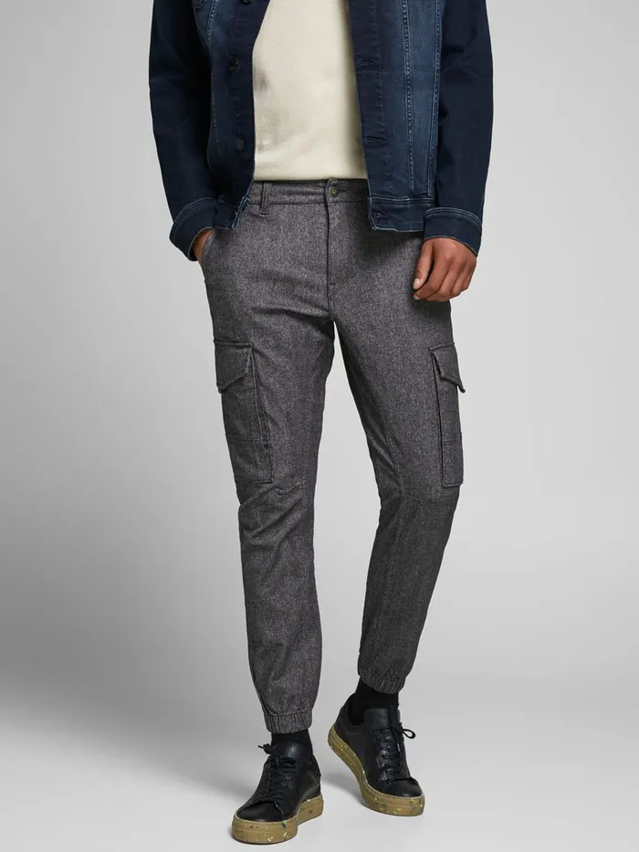 Trousers JACK and JONES Mens PAUL FLAKE SA 1070 CARGO TROUSERS Grey Grey Melange