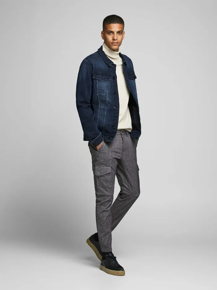 Trousers JACK and JONES Mens PAUL FLAKE SA 1070 CARGO TROUSERS Grey Grey Melange
