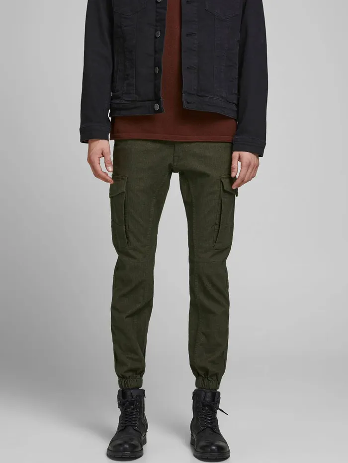 Trousers JACK and JONES Mens PAUL FLAKE TROUSERS Green Olive Night