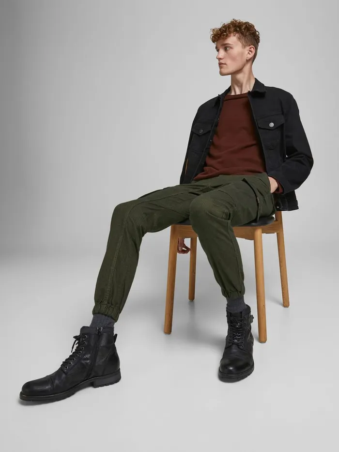 Trousers JACK and JONES Mens PAUL FLAKE TROUSERS Green Olive Night