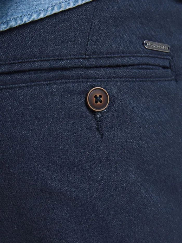 Trousers JACK and JONES Mens ROY HERRINGBONE CHINOS Blue Navy Blazer