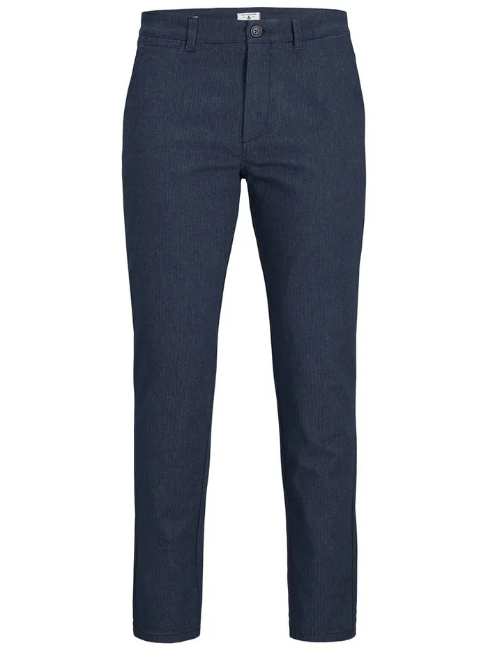 Trousers JACK and JONES Mens ROY HERRINGBONE CHINOS Blue Navy Blazer