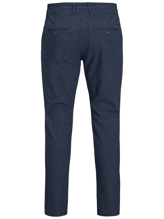 Trousers JACK and JONES Mens ROY HERRINGBONE CHINOS Blue Navy Blazer