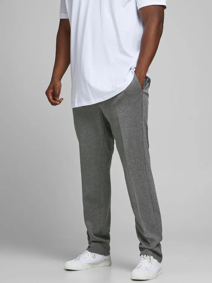 Trousers JACK and JONES Mens SLIM FIT PLUS SIZE CHINOS Grey Grey Melange