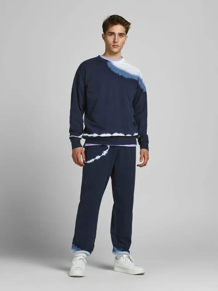 Trousers JACK and JONES Mens TIE DYE SWEATPANTS Blue Cloud Dancer For Sale