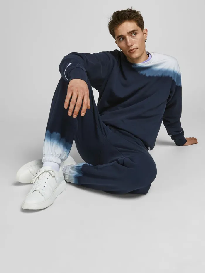 Trousers JACK and JONES Mens TIE DYE SWEATPANTS Blue Cloud Dancer For Sale