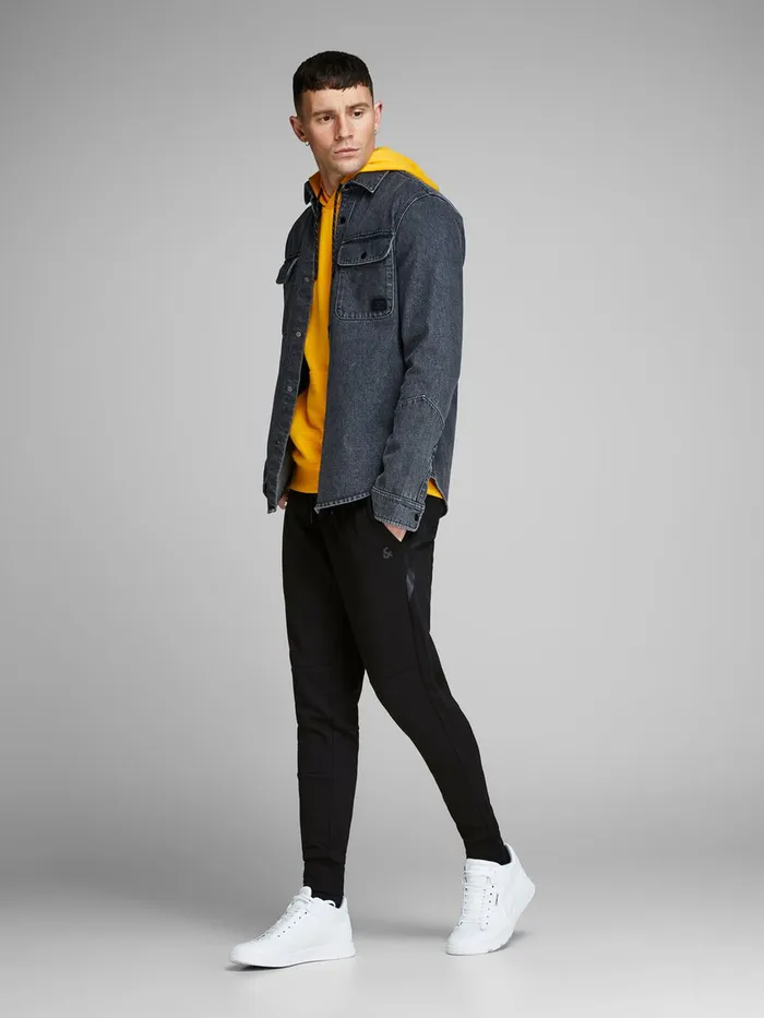 Trousers JACK and JONES Mens WILL CLEAN SPORTY SWEAT PANTS Black Black Cheap On Sale